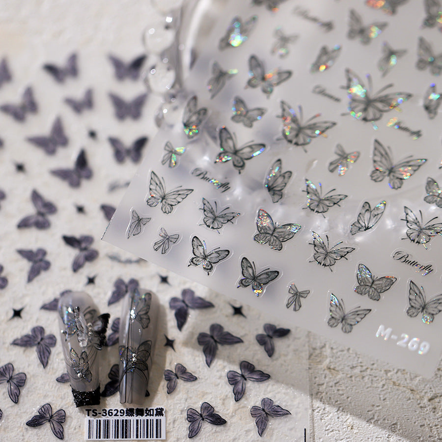 Iron element new process thin and tough butterfly nail stickers frosted thin transparent adhesive nail stickers - Lubrano Nails