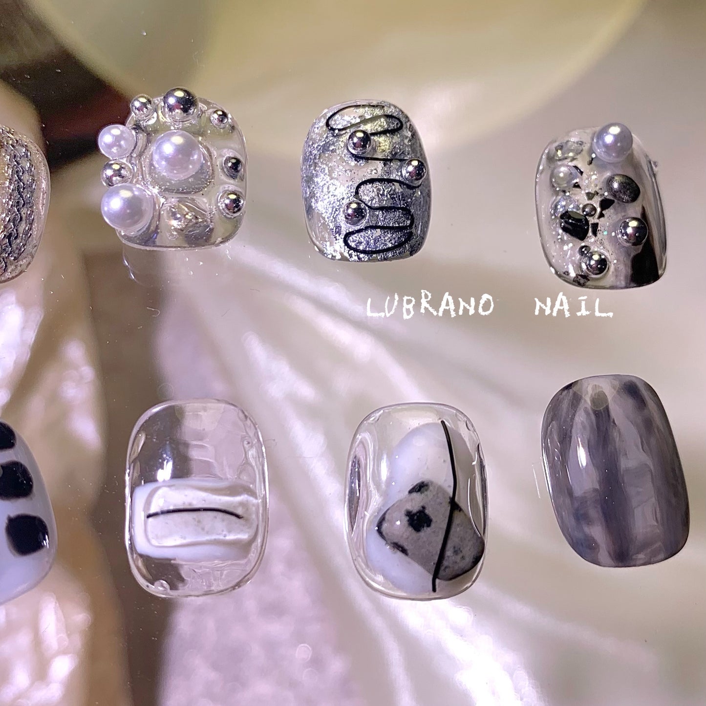LUBRANO NAIL - Black and silver sweet and cool nail art material pack((excluding nails))