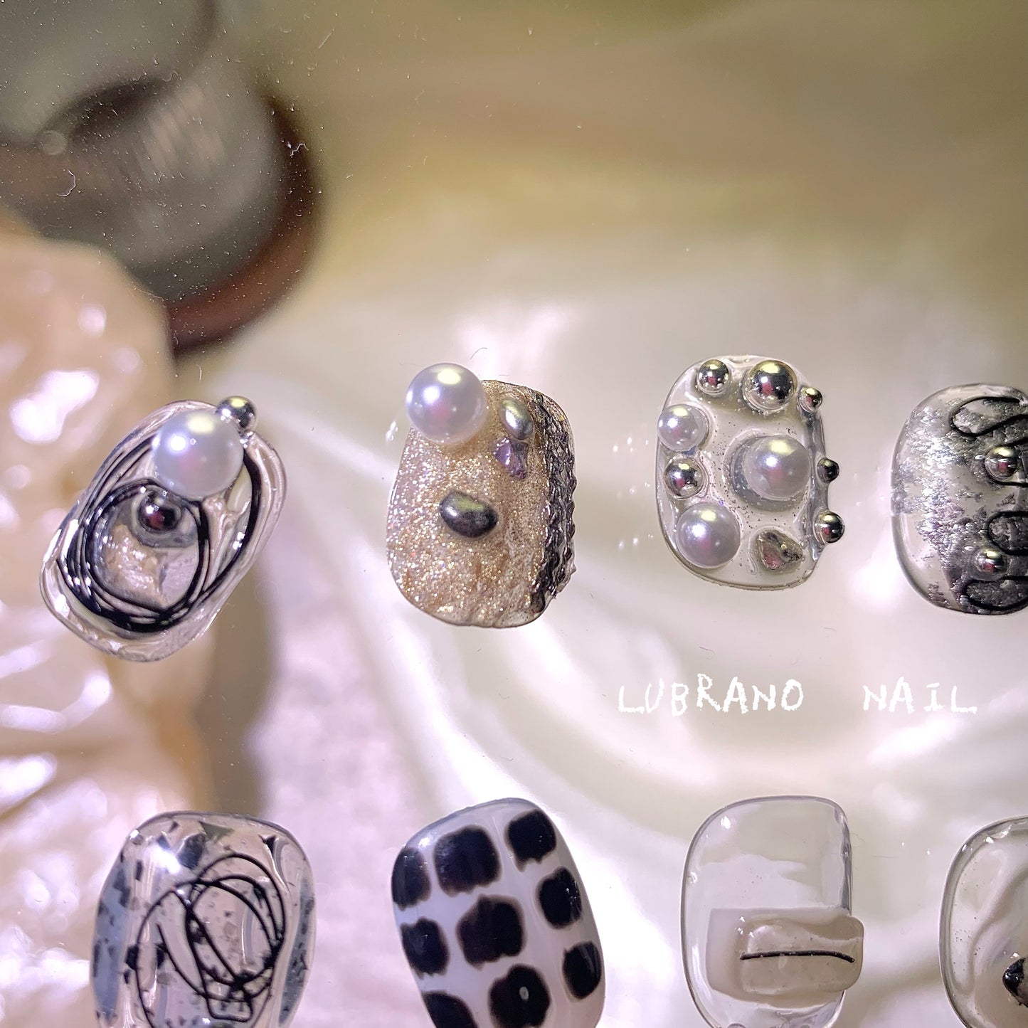 LUBRANO NAIL - Black and silver sweet and cool nail art material pack((excluding nails))