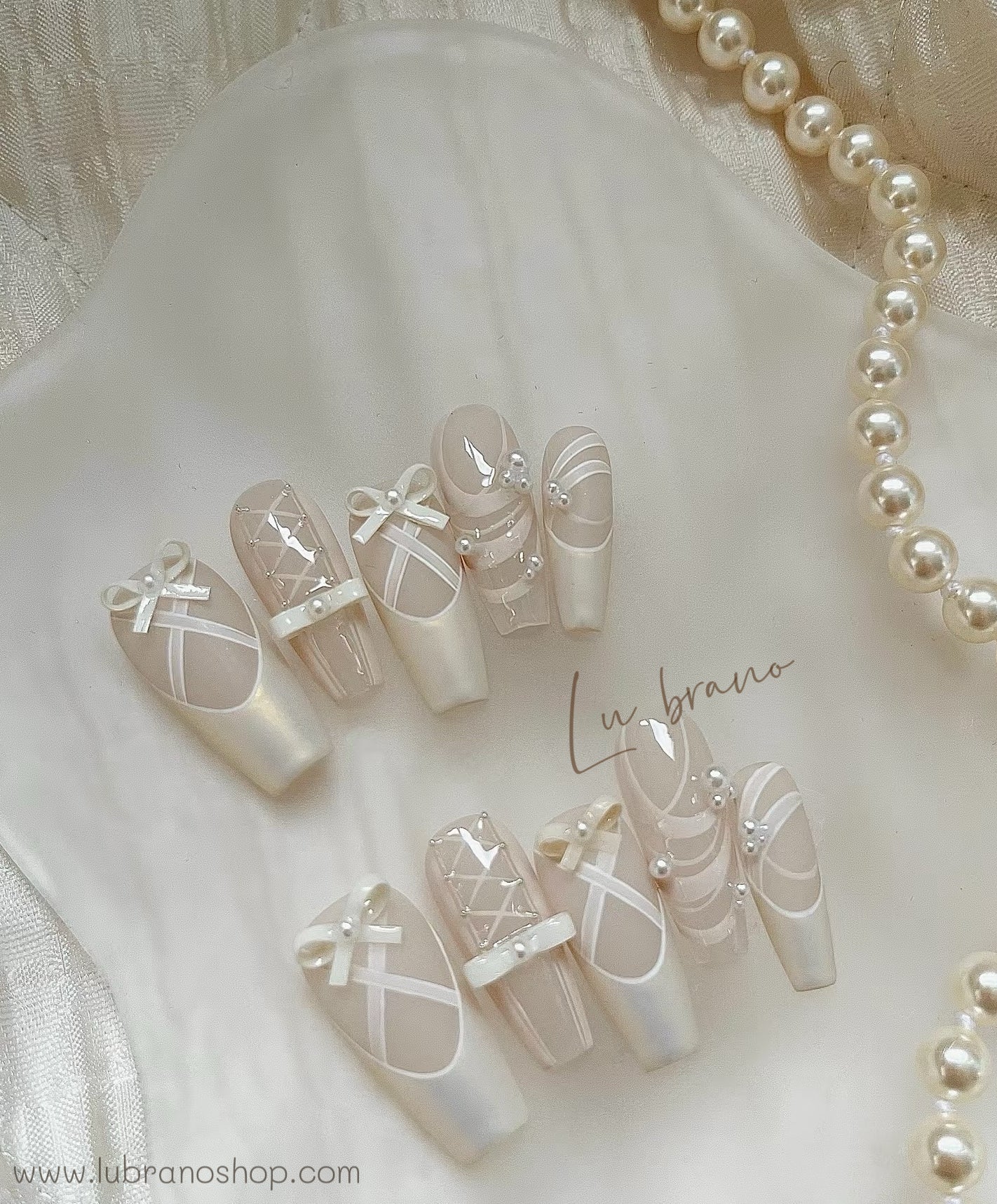 Elegant Ballet | Bridal Nails | Perfect for Weddings | Press-on Nails | 100% Handmade