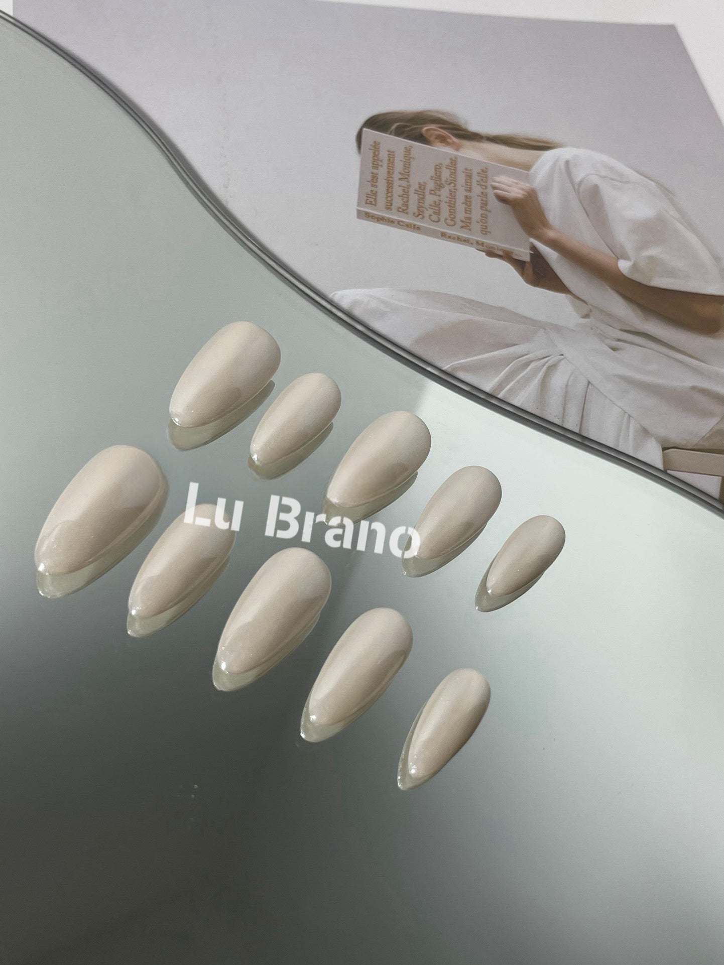 Hailey-Inspired Style | Solid Color | Moonlight Pale Yellow/White/Pink | Press-on Nails | 100% Handmade