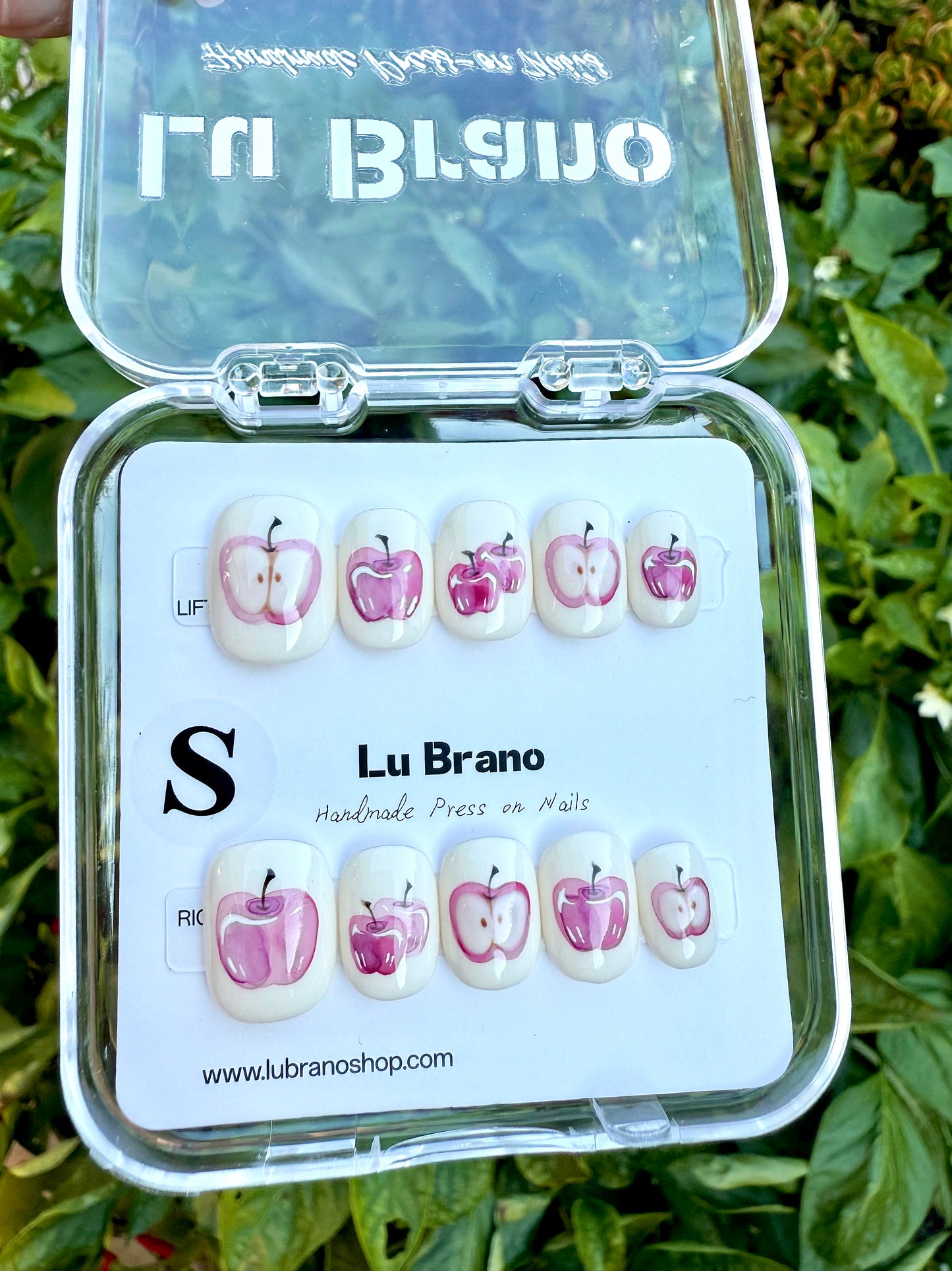 Petite Apple | Hand-Painted Designs | Short Squoval Shape | Niche Aesthetic | Office-Friendly | Versatile | Cute & Chic | Premium Press-On Nails