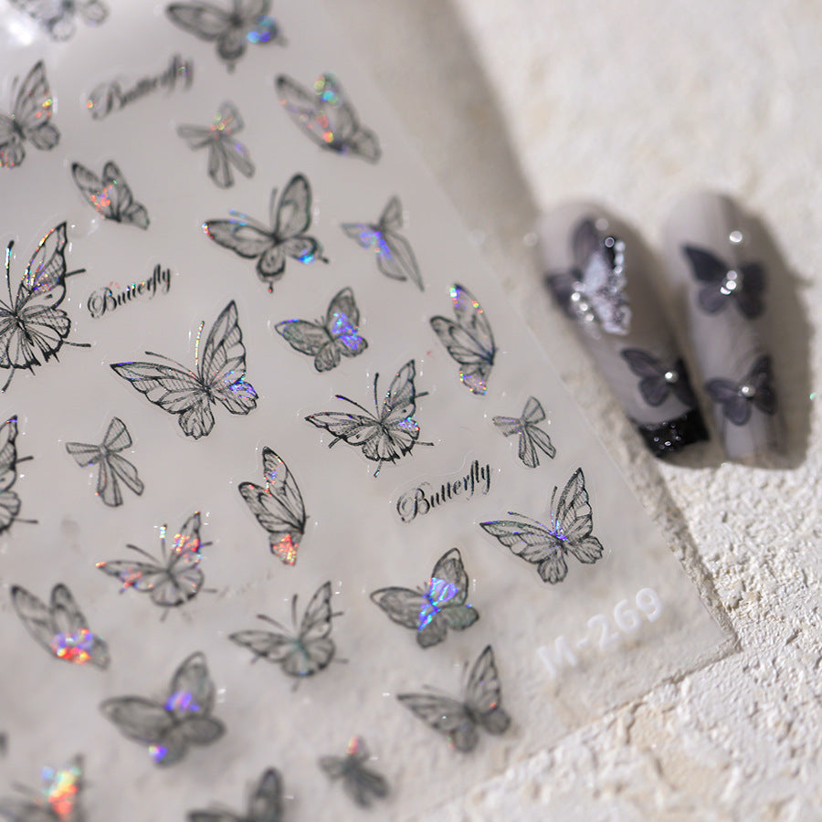 Iron element new process thin and tough butterfly nail stickers frosted thin transparent adhesive nail stickers - Lubrano Nails