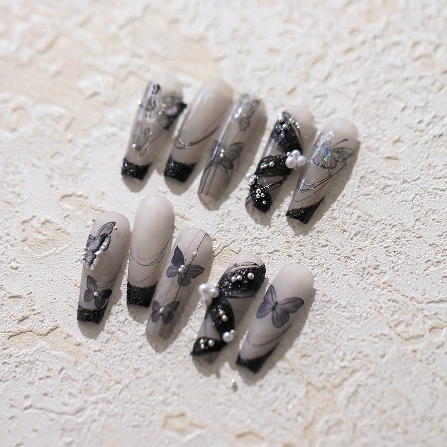 Iron element new process thin and tough butterfly nail stickers frosted thin transparent adhesive nail stickers - Lubrano Nails