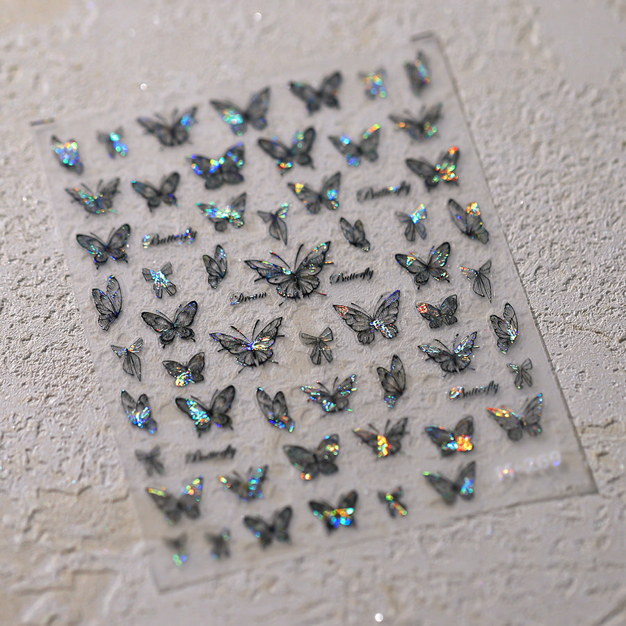 Iron element new process thin and tough butterfly nail stickers frosted thin transparent adhesive nail stickers - Lubrano Nails