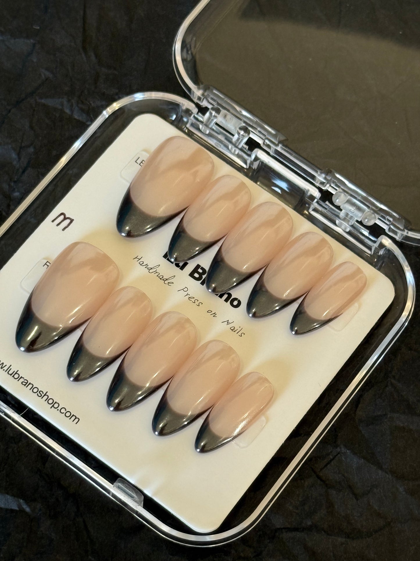 Classic Brown French | Almond Shape | Press on nails