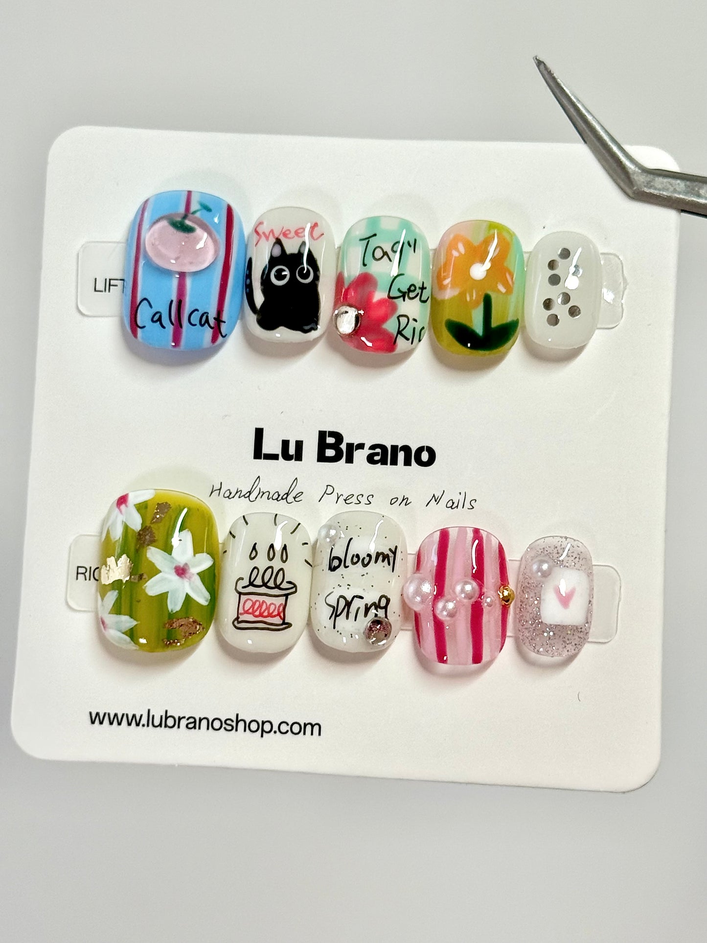 Spring Tale | Hand-Painted Designs | Short Squoval Shape | Niche Aesthetic | Work-Friendly | Versatile | Cute & Playful | Premium Press-On Nails | Artisan Craft