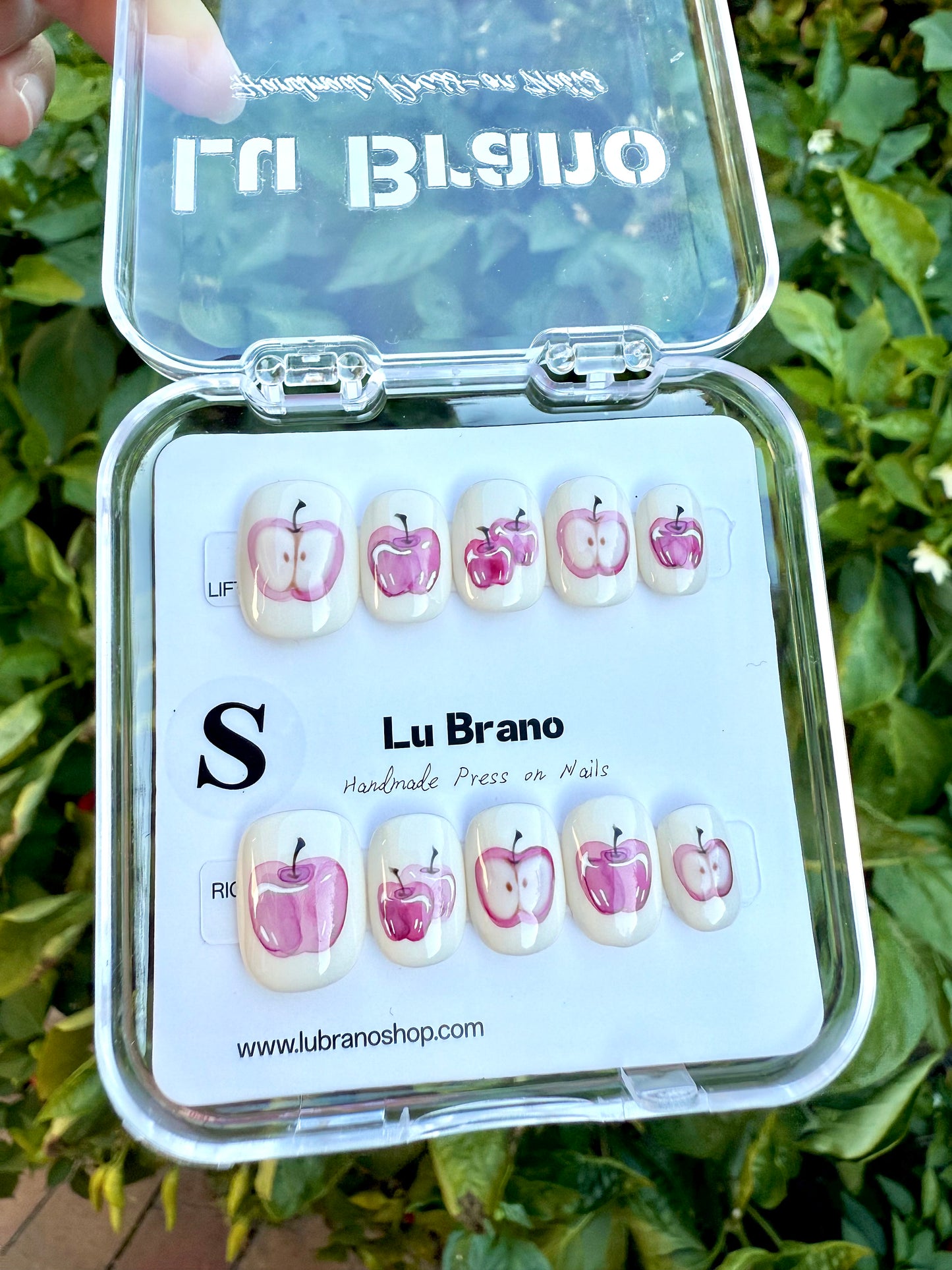 Petite Apple | Hand-Painted Designs | Short Squoval Shape | Niche Aesthetic | Office-Friendly | Versatile | Cute & Chic | Premium Press-On Nails