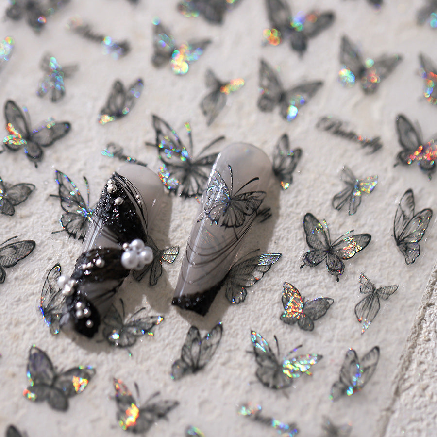 Iron element new process thin and tough butterfly nail stickers frosted thin transparent adhesive nail stickers - Lubrano Nails