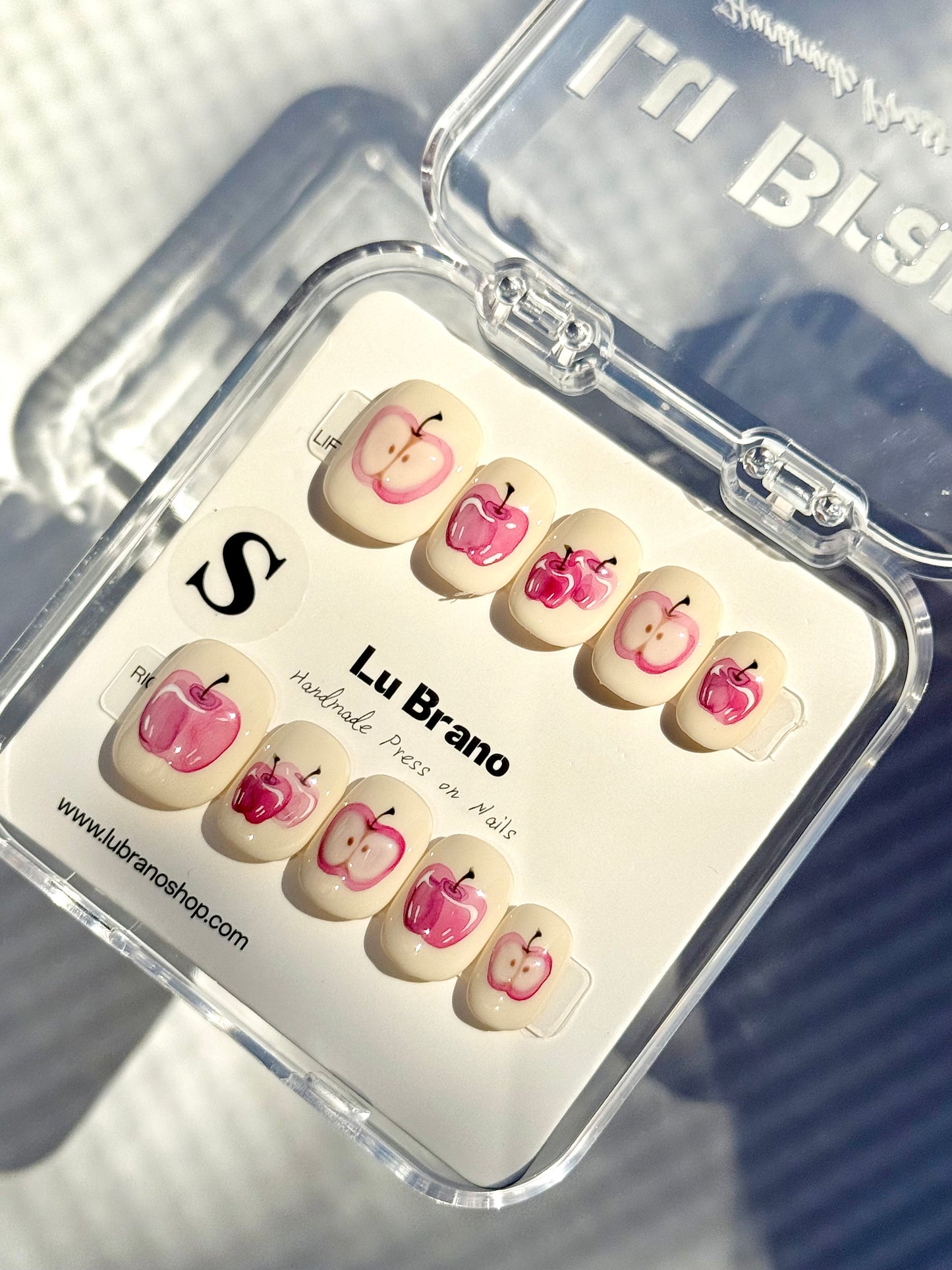 Petite Apple | Hand-Painted Designs | Short Squoval Shape | Niche Aesthetic | Office-Friendly | Versatile | Cute & Chic | Premium Press-On Nails