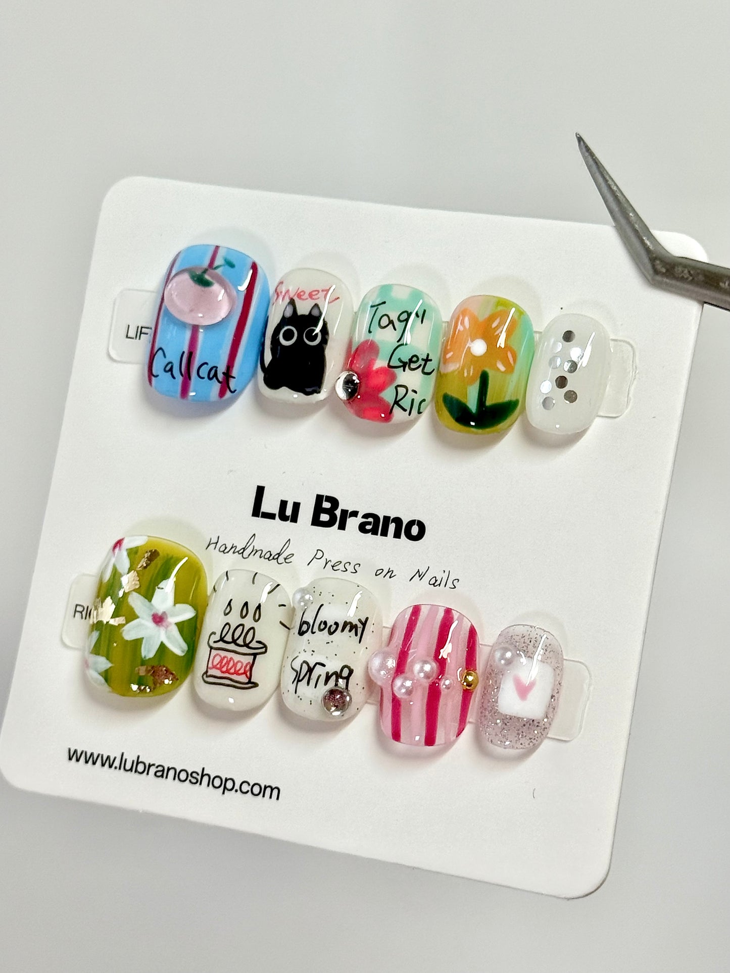 Spring Tale | Hand-Painted Designs | Short Squoval Shape | Niche Aesthetic | Work-Friendly | Versatile | Cute & Playful | Premium Press-On Nails | Artisan Craft