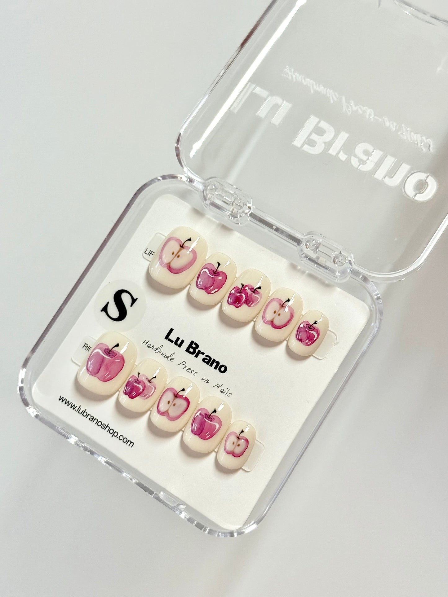 Petite Apple | Hand-Painted Designs | Short Squoval Shape | Niche Aesthetic | Office-Friendly | Versatile | Cute & Chic | Premium Press-On Nails