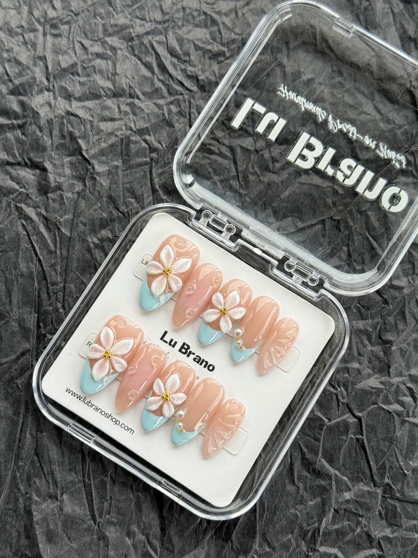 Blue and Pink Pastel Floral Nails
