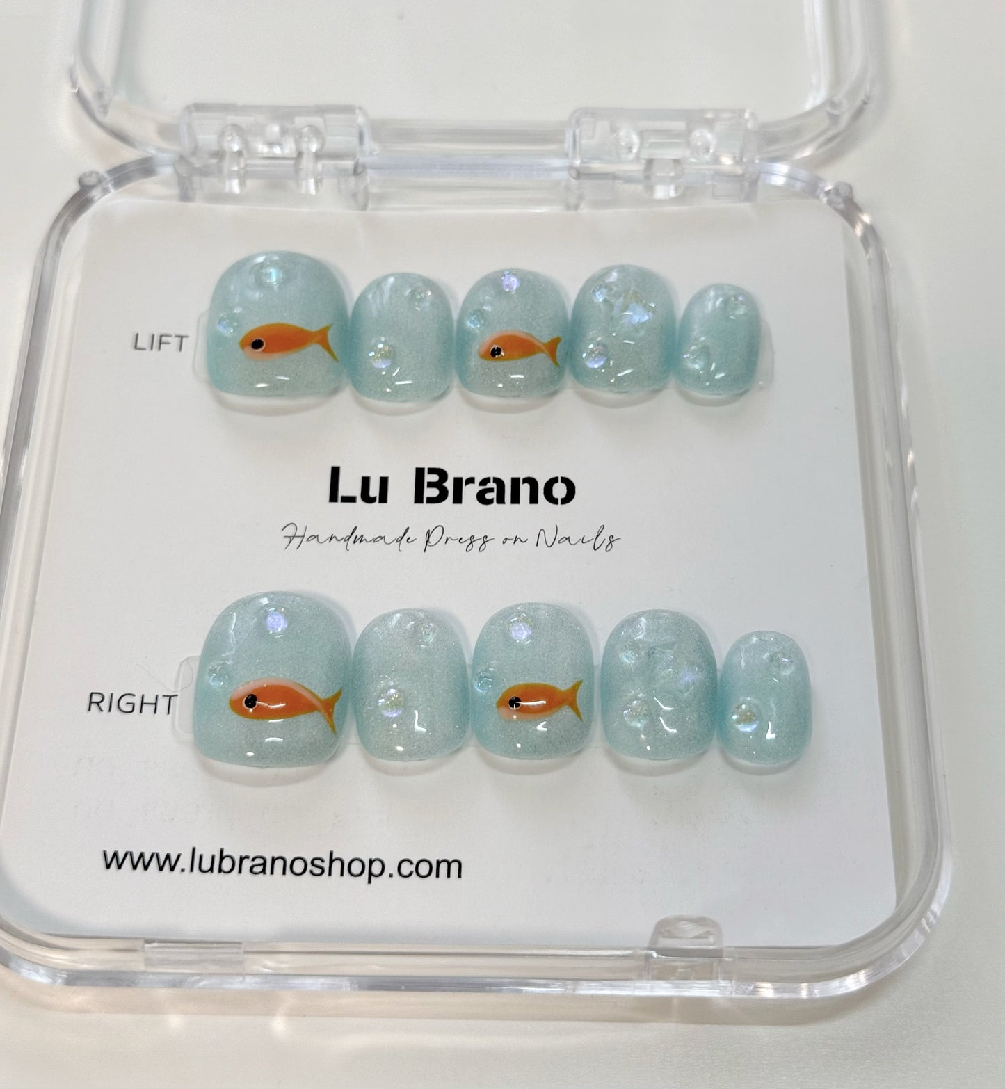 Blue Fish | cat eyes nails |short press on nails | handmade nails