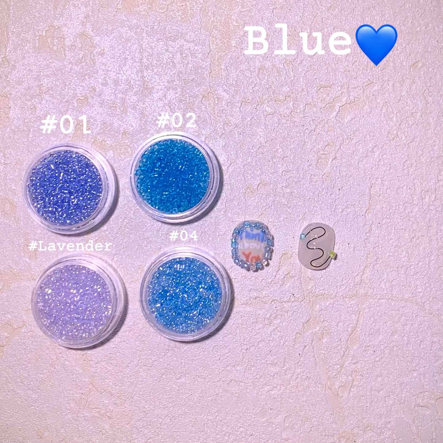 LUBRANO NAIL - Ice Age,Glacier Blue Series Small Colored Beads Nail Art Accessories