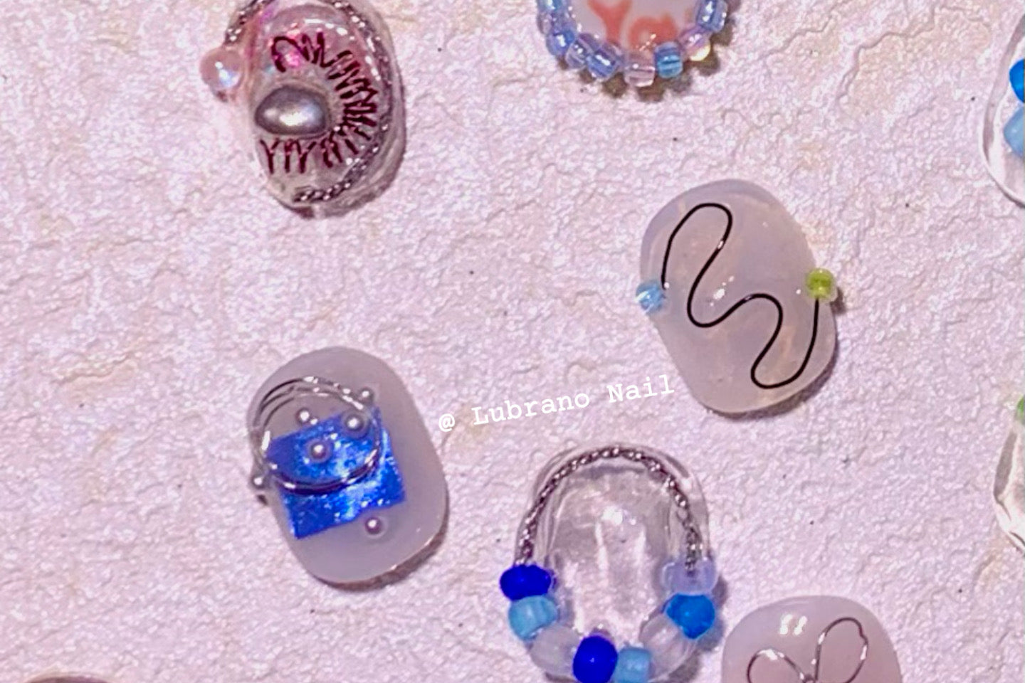 LUBRANO NAIL - Ice Age,Glacier Blue Series Small Colored Beads Nail Art Accessories