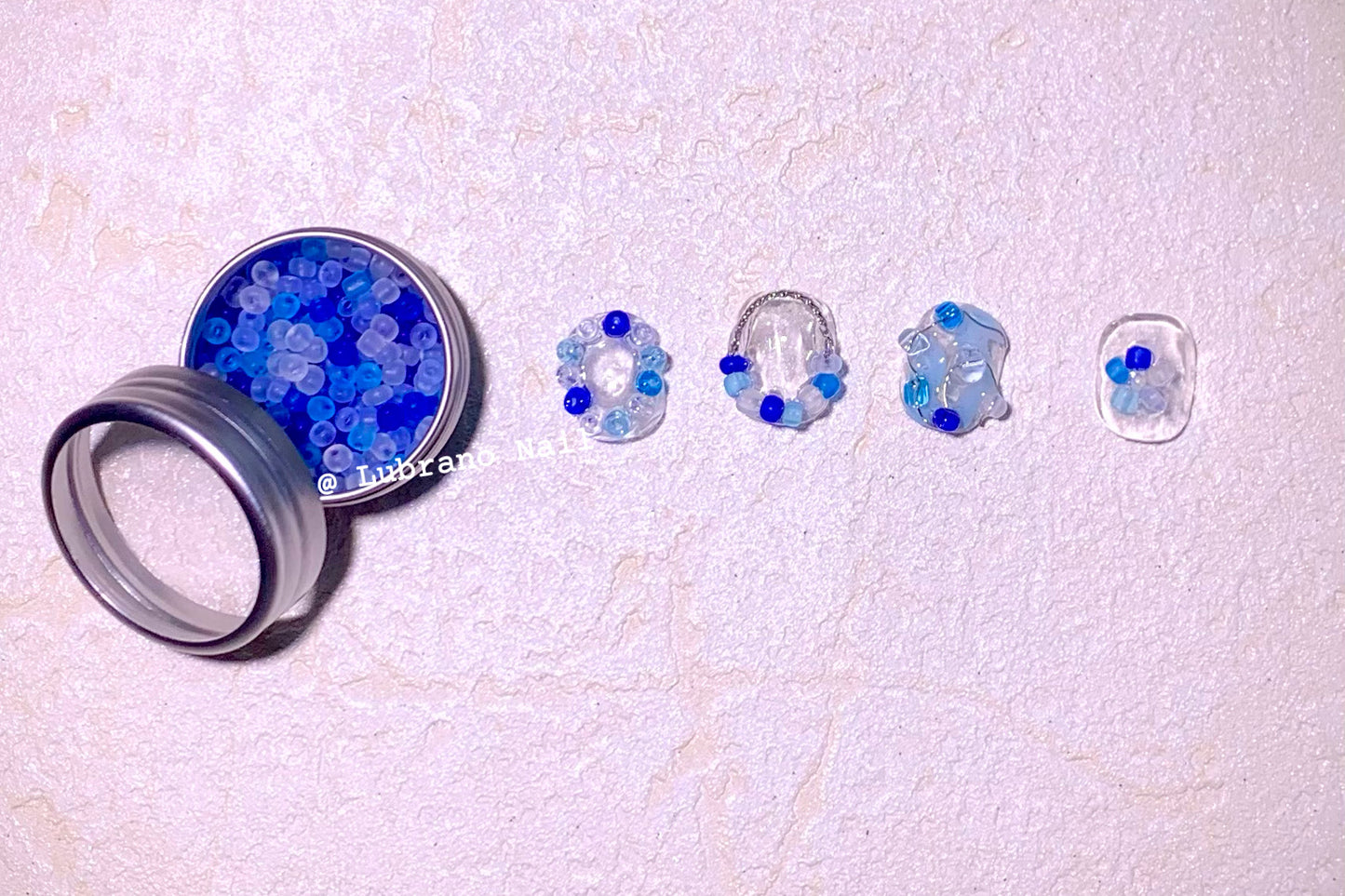 LUBRANO NAIL - Ice Age,Glacier Blue Series Small Colored Beads Nail Art Accessories