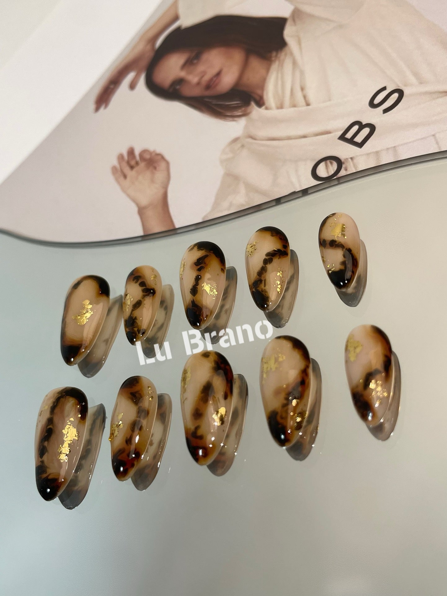 Haute Couture Amber Nails|Leopard Lake Pattern|Ultimate Ink Effect|Minimalist & Grand