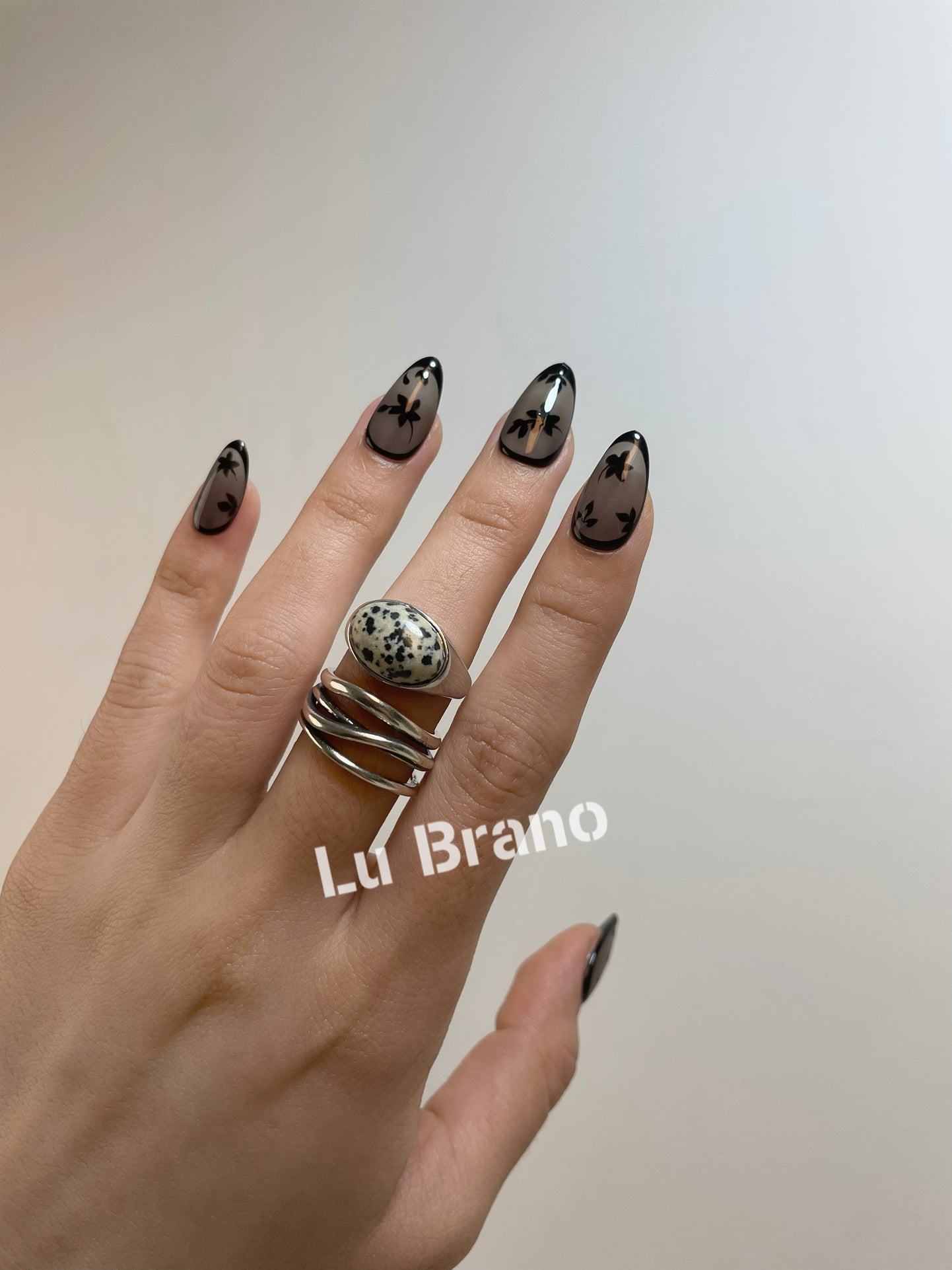 Black Velvet Floral Nails|Sexy|Classy|Elegant|Luxurious