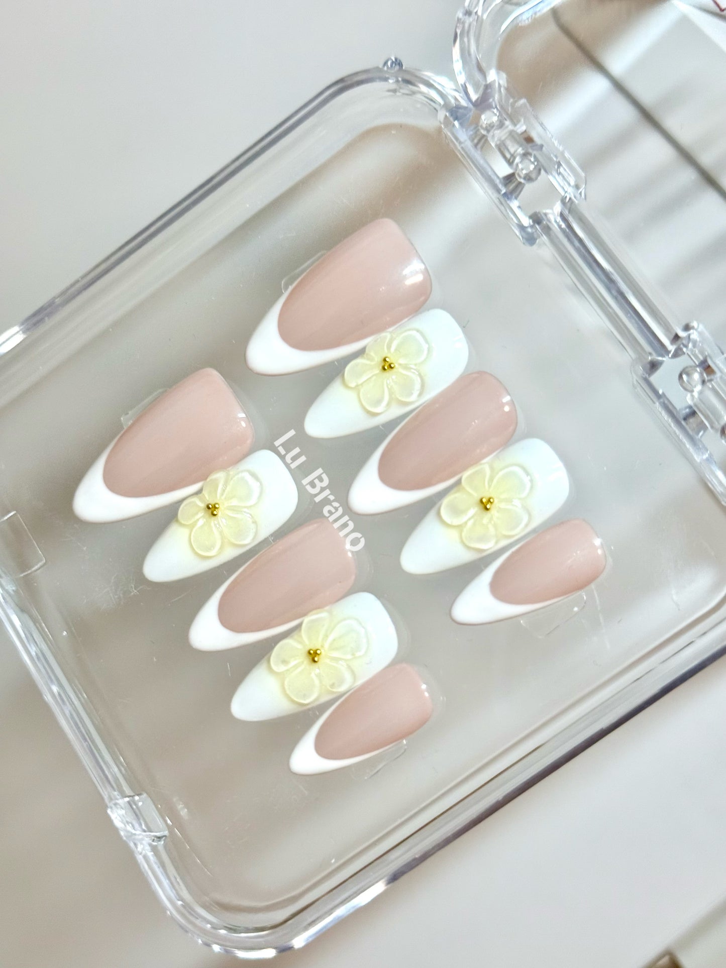 Elegant White French | 3D White French Tips | Chic French Manicure | Minimalist & Luxe | Almond Shape | Handmade