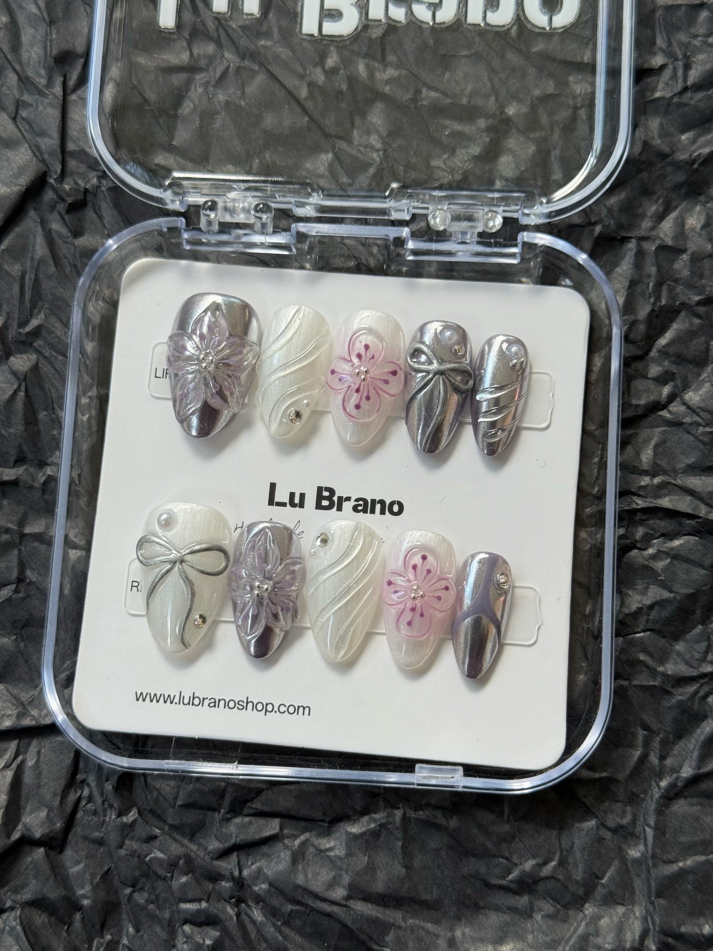 Silver Purple Y2K-Inspired Nails|Almond Shape|Handmade