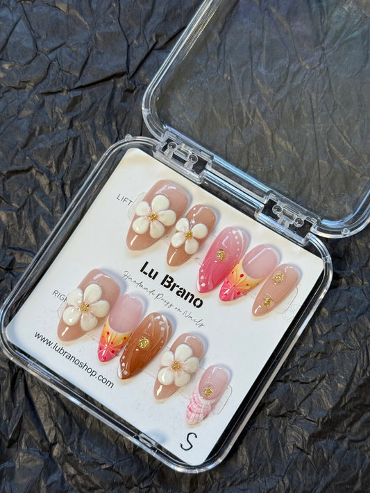 Blossom in Spring | Handmade Press-On Nails | Almond Shape | Soft & Delicate