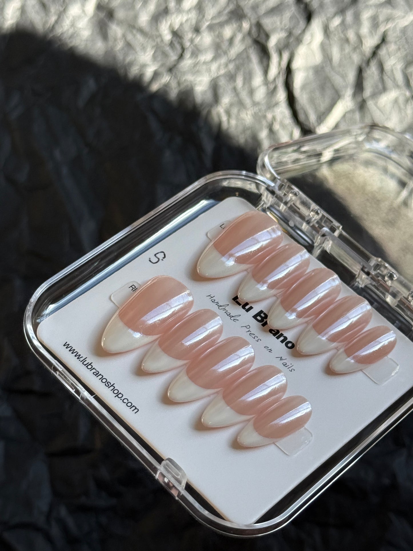 Classic White French | Shimmer | Medium Almond