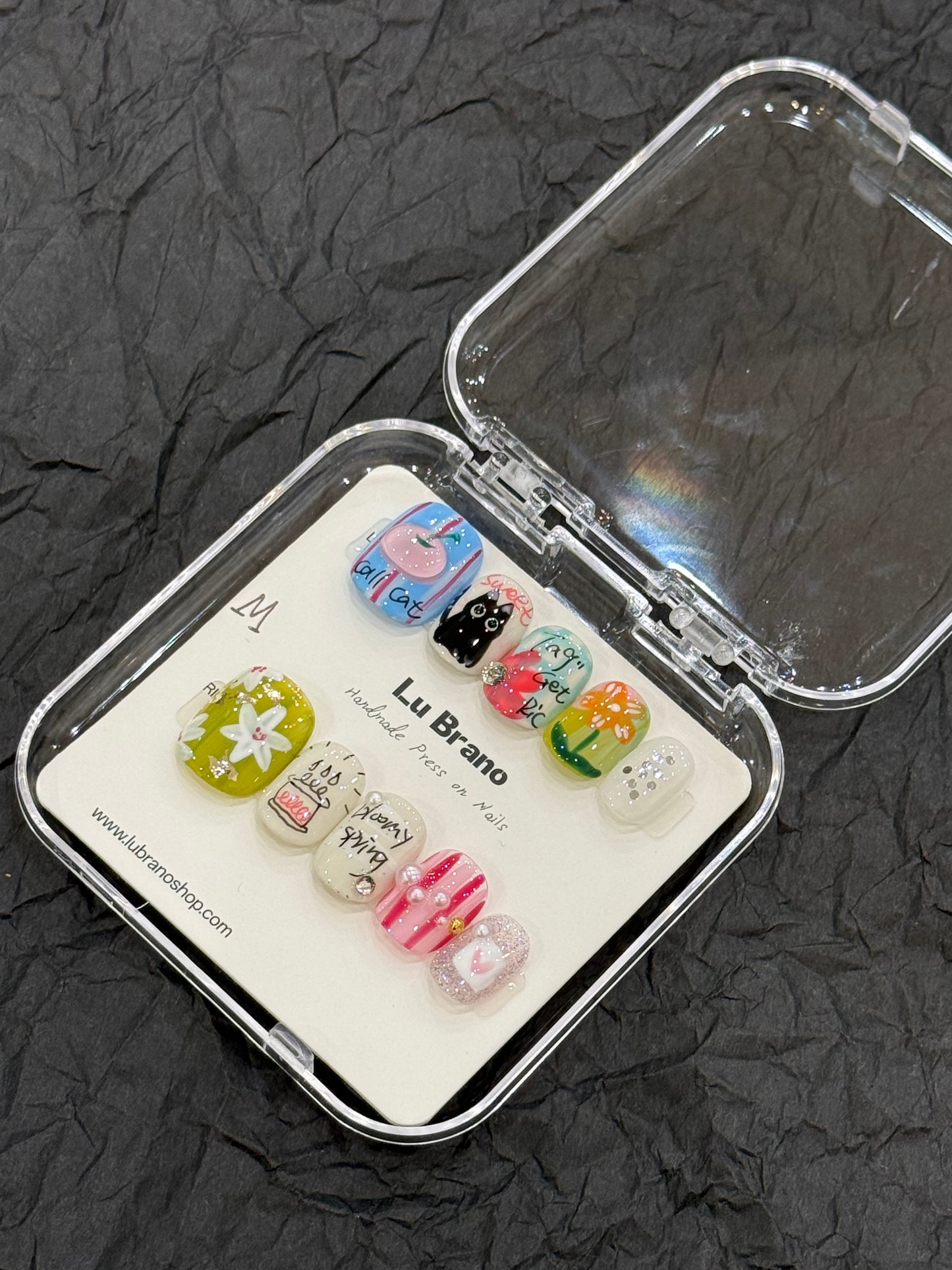 Spring Tale | Hand-Painted Designs | Short Squoval Shape | Niche Aesthetic | Work-Friendly | Versatile | Cute & Playful | Premium Press-On Nails | Artisan Craft