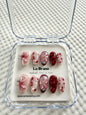 Red Vintage 3D Floral Nails | Retro Style | Exquisite | Elegant | Unique Design