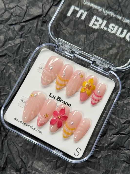 Summer vacation Nails｜Instagram-Famous Style｜Almond Nails｜High-Quality Handmade Set