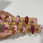 Red Vintage 3D Floral Nails | Retro Style | Exquisite | Elegant | Unique Design